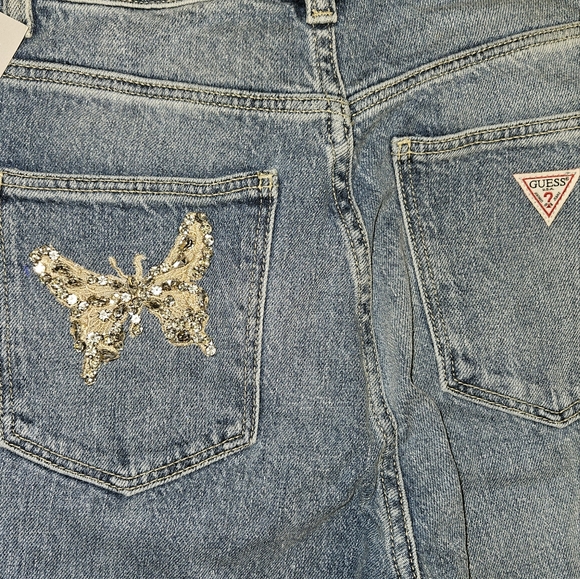 Guess Mom Style high rise jeans with rhinestone embellished butterflies 🦋 NWT - Picture 10 of 13